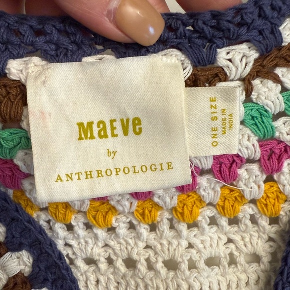 Maeve By Anthropologie Women's Colorful Crochet Open Cardigan Sweater ONE SIZE - Picture 8 of 9